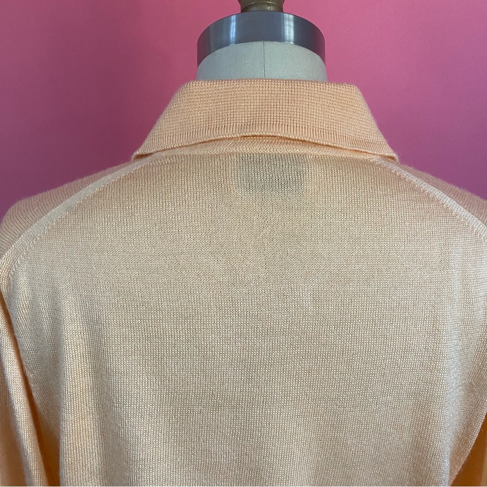 🌈4/$20🌈 Vintage 70s/80s Preppy Pastel Tangerine Orange Sweater Knit Polo M - Picture 12 of 14